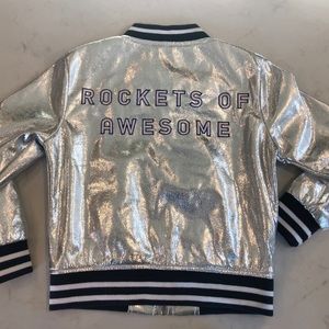 NWOT Rockets of Awesome Silver Bomber Jacket 6/7
